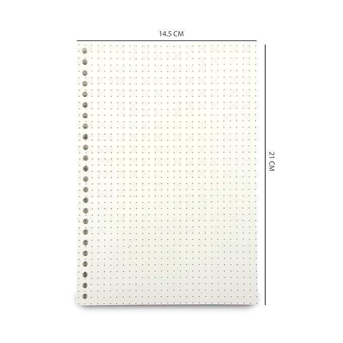 A5 Punched Loose Leaf Dot Grid Sheet/Paper | 80 GSM | 100 Sheets | (21 x 14.5 cm)