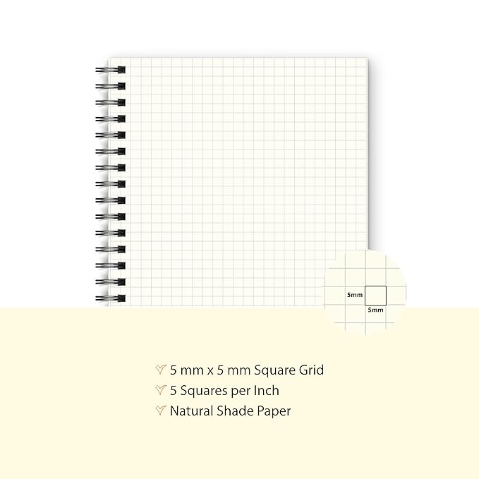 A5 Square Grid Notebook | | 100 Pages | Grid Book | (Pack of 2)