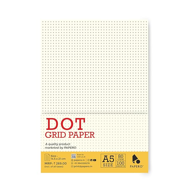 A5 Unpunched Loose Leaf Dot Grid sheets | Grid Paper