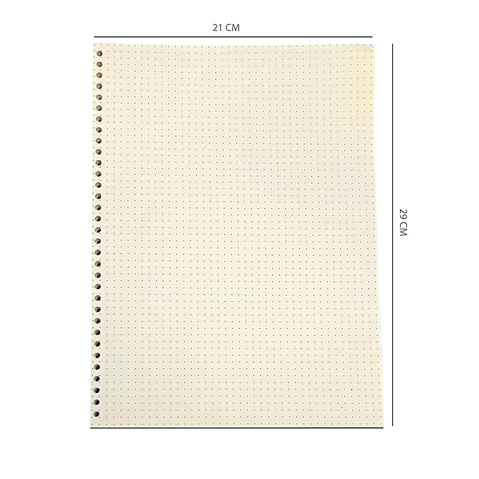 A4 Punched Loose Leaf Dot Grid Paper | Suitable for Spiral Binding (Green, A4)