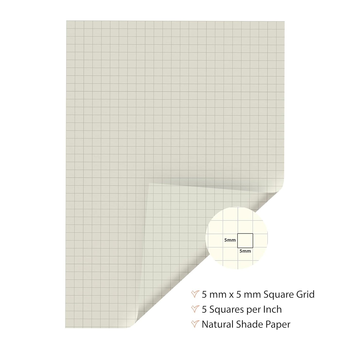 A5 Unpunched Loose Leaf Grid Paper Combo Pack | 5MM Square & Dot Grid Sheets