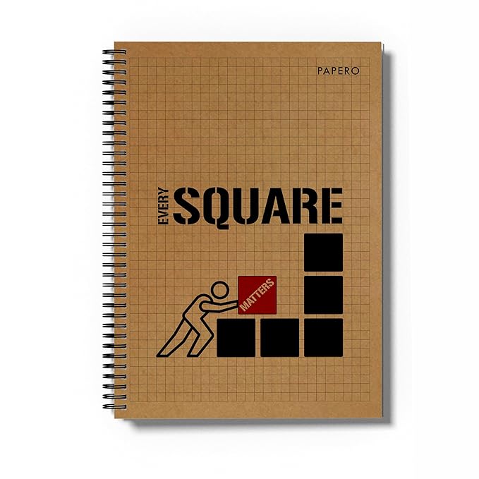 A4 Square and Dot Grid Notebook Combo | 5MM Square Graph Design | (Black 1)