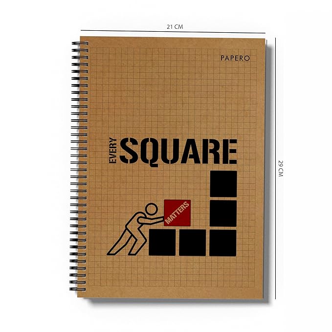 A4 Square and Dot Grid Notebook Combo | 5MM Square Graph Design | (Black 1)