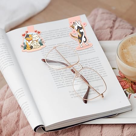 Cat-Themed Magnetic Bookmarks – Pack of 3 Cute