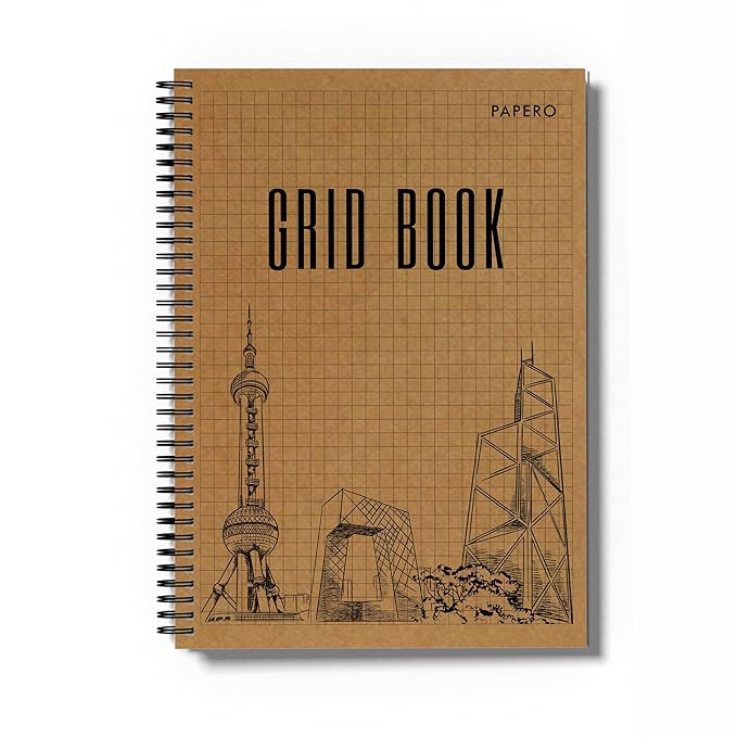 A5 Square Grid Notebook | 100 Pages | Design 1 | (Pack of 2)
