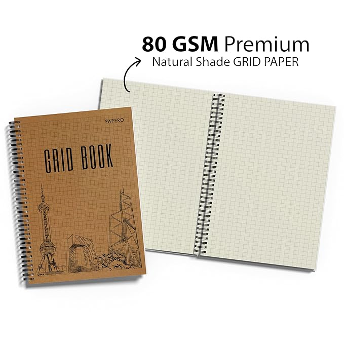 A5 Square Grid Notebook | | 100 Pages | Grid Book | (Pack of 2)