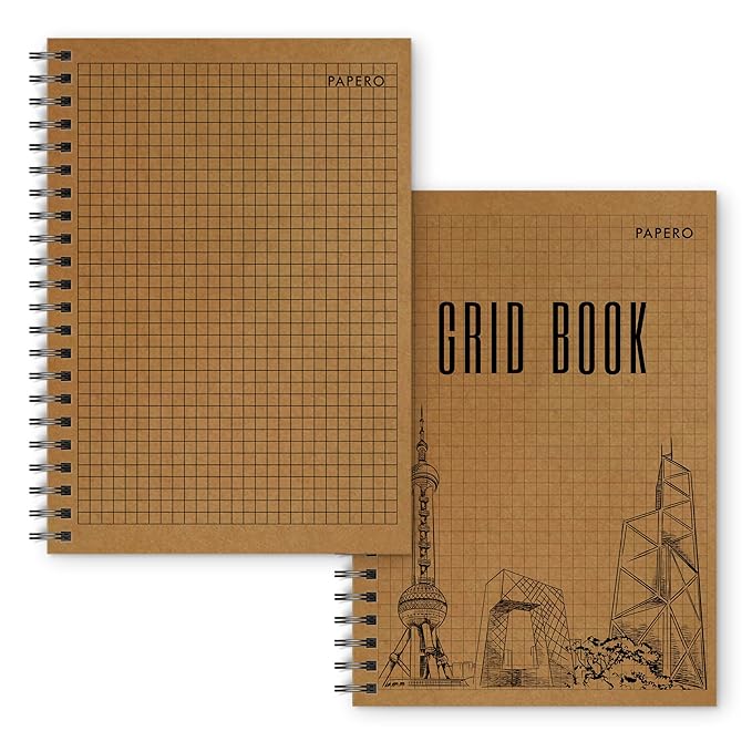 A5 Square Grid Notebook | 100 Pages | Design 5 | (Pack of 2)