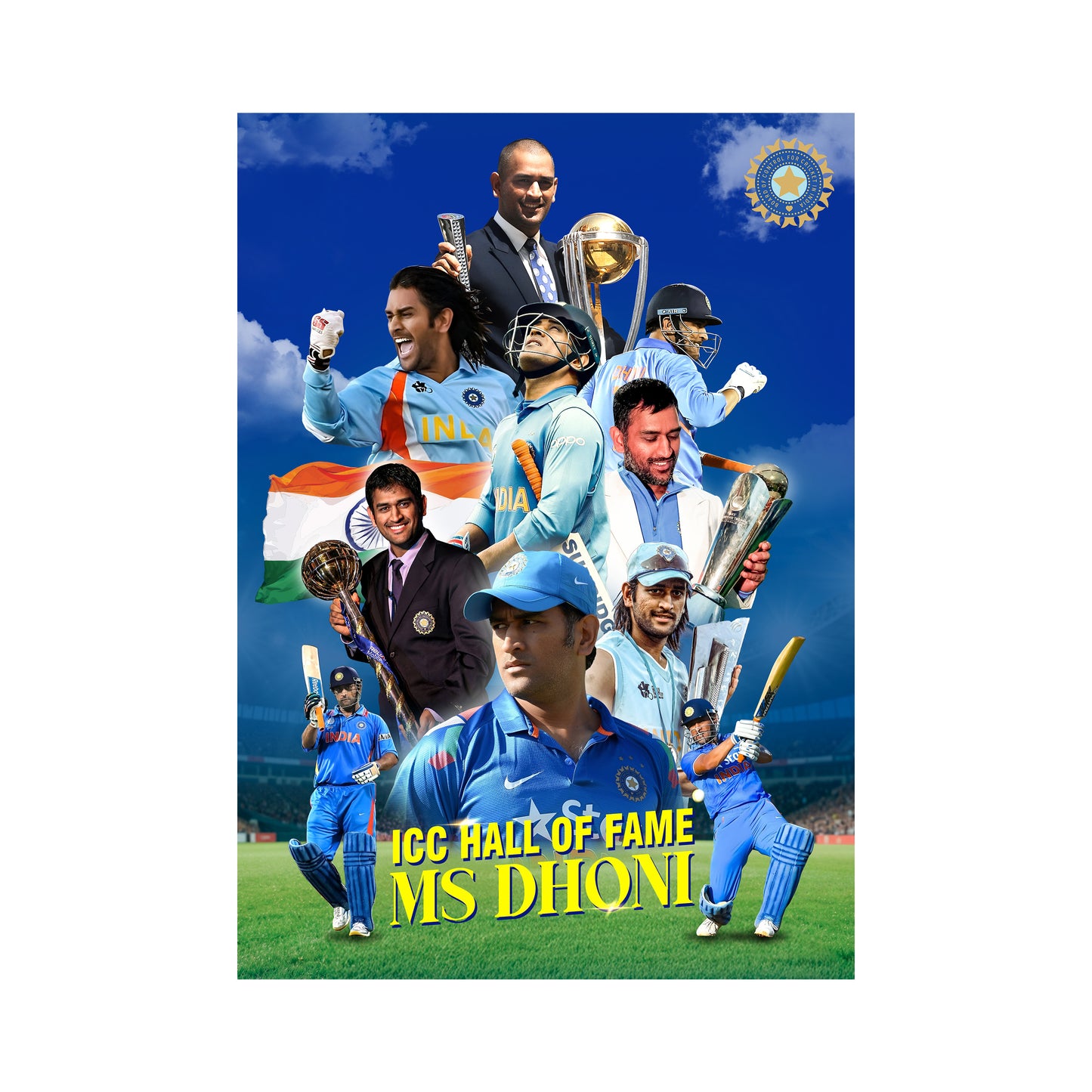 Hall of Fame Tribute | MS Dhoni Wall Poster – A4 Size