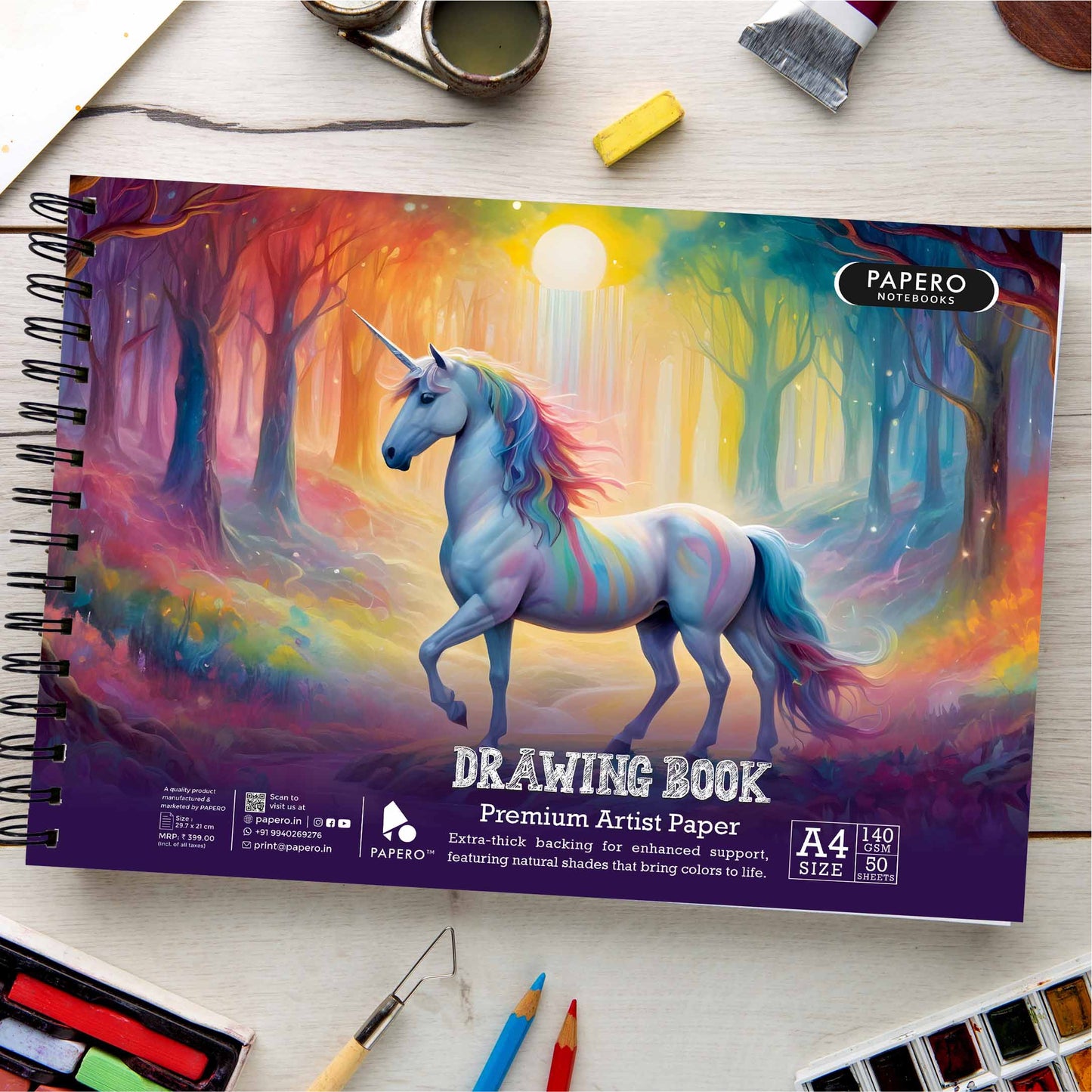 A4 Sketch Book – 140 GSM (Vivid Unicorn)