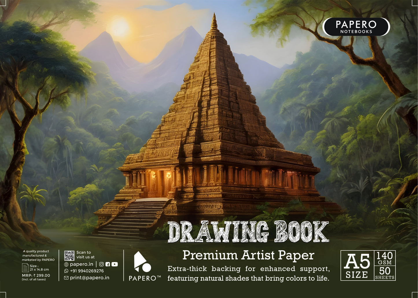 A5 Sketch Book – 140 GSM (Forest Temple)