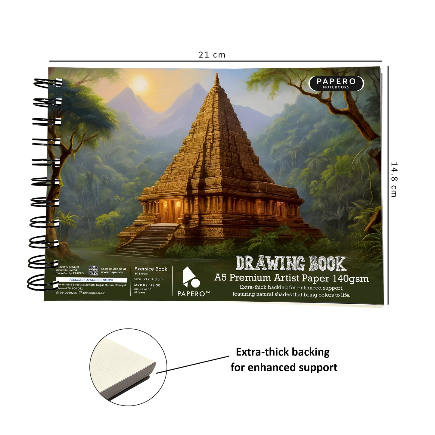 A5 Sketch Book – 140 GSM (Forest Temple)