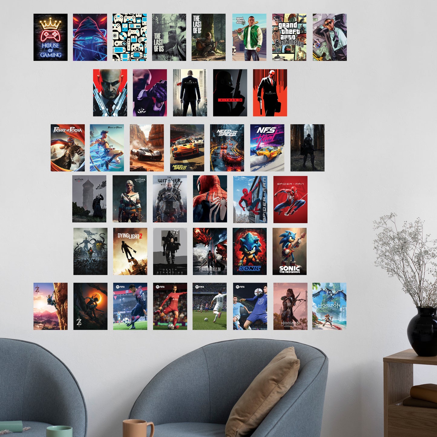 House of Gaming 2 Wall Collage Kit | Set of 40 (A6 Size Posters)