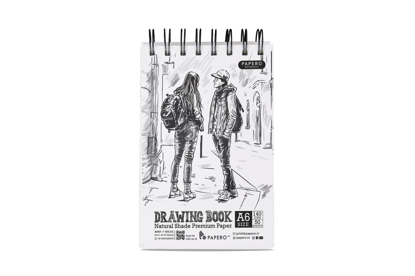 A6 Sketch | Drawing Book | Black & White | Pack of 3