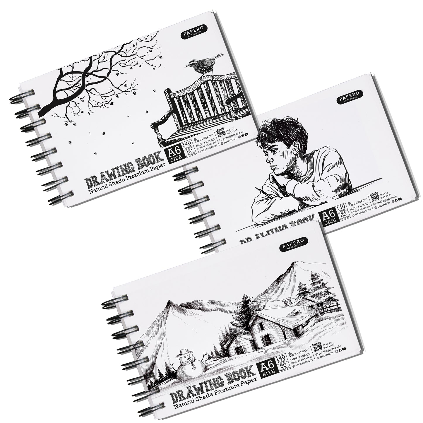 A6 Sketch | Drawing Book | Collection 2 (Pack of 3)