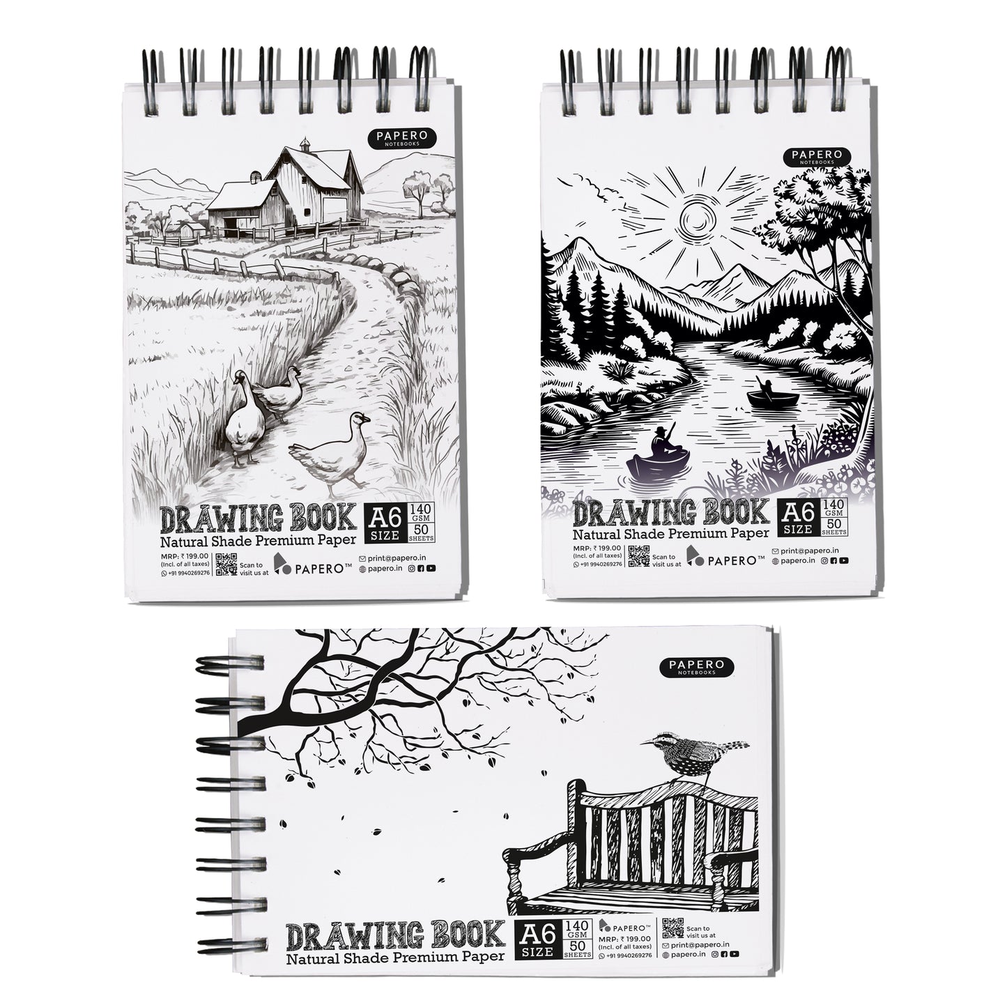 A6 Sketch | Drawing Book | Collection 1 (Pack of 3)