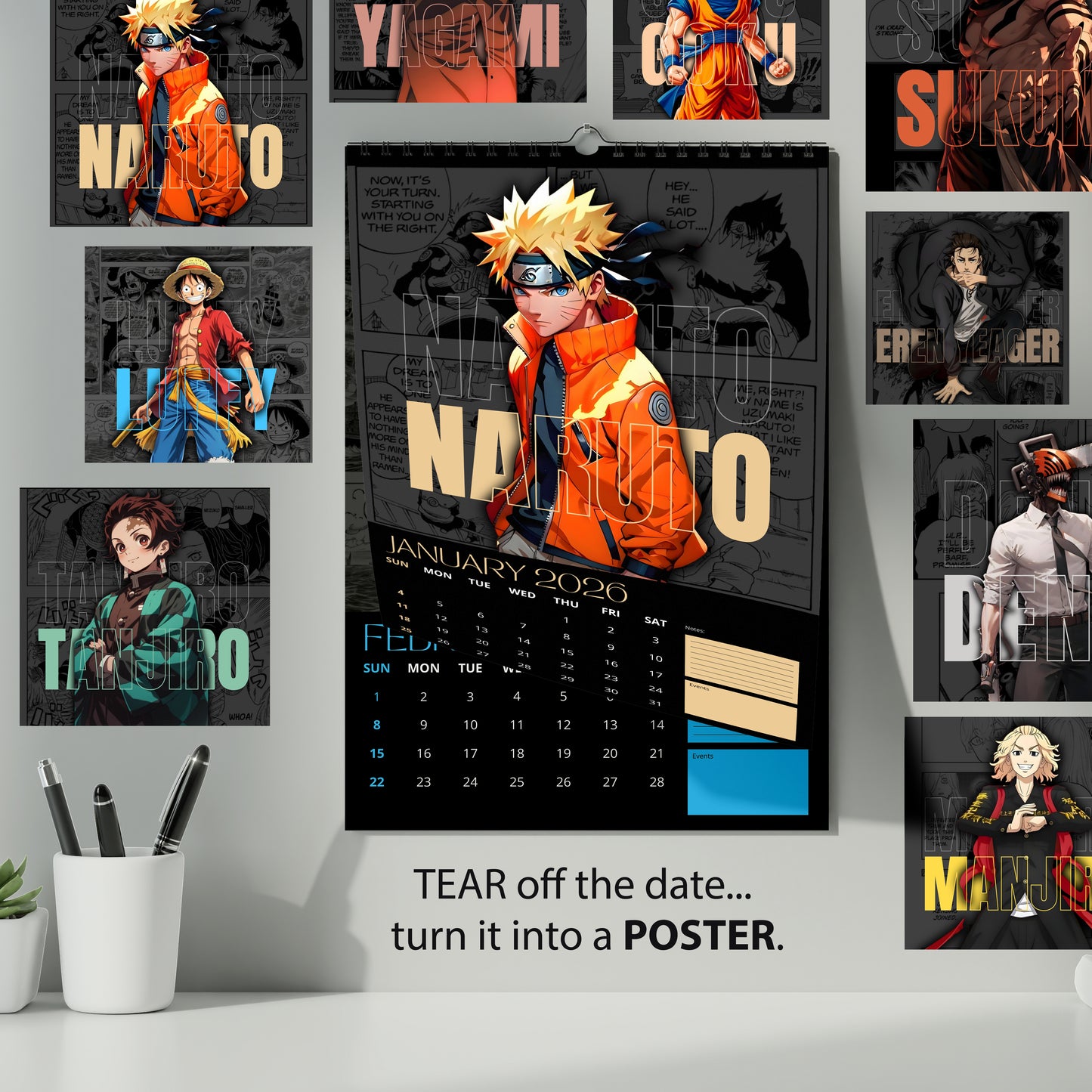 2026 Anime Wall Calendar