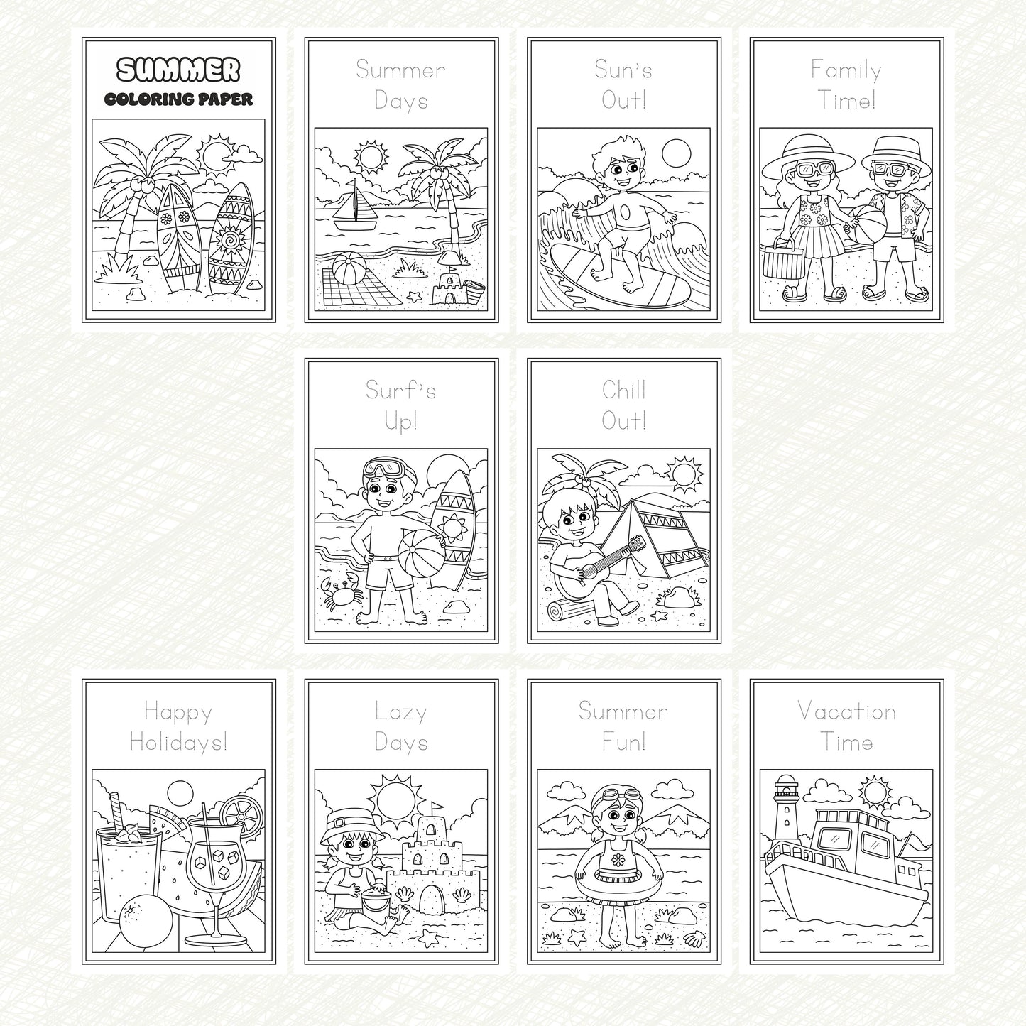 Kids Colouring Paper | Summer-Themed Sheets