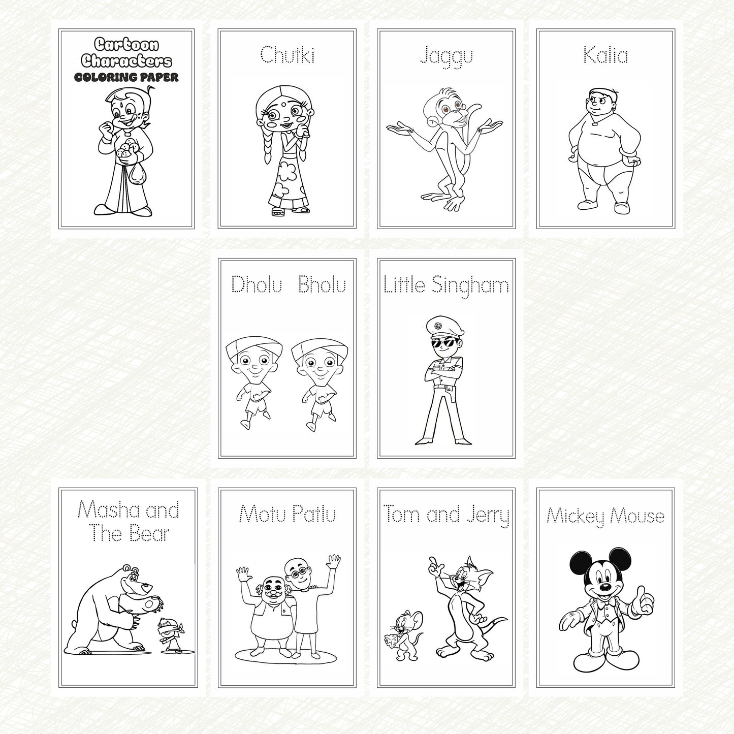 Kids Colouring Paper | Cartoon Characters-Themed Sheets