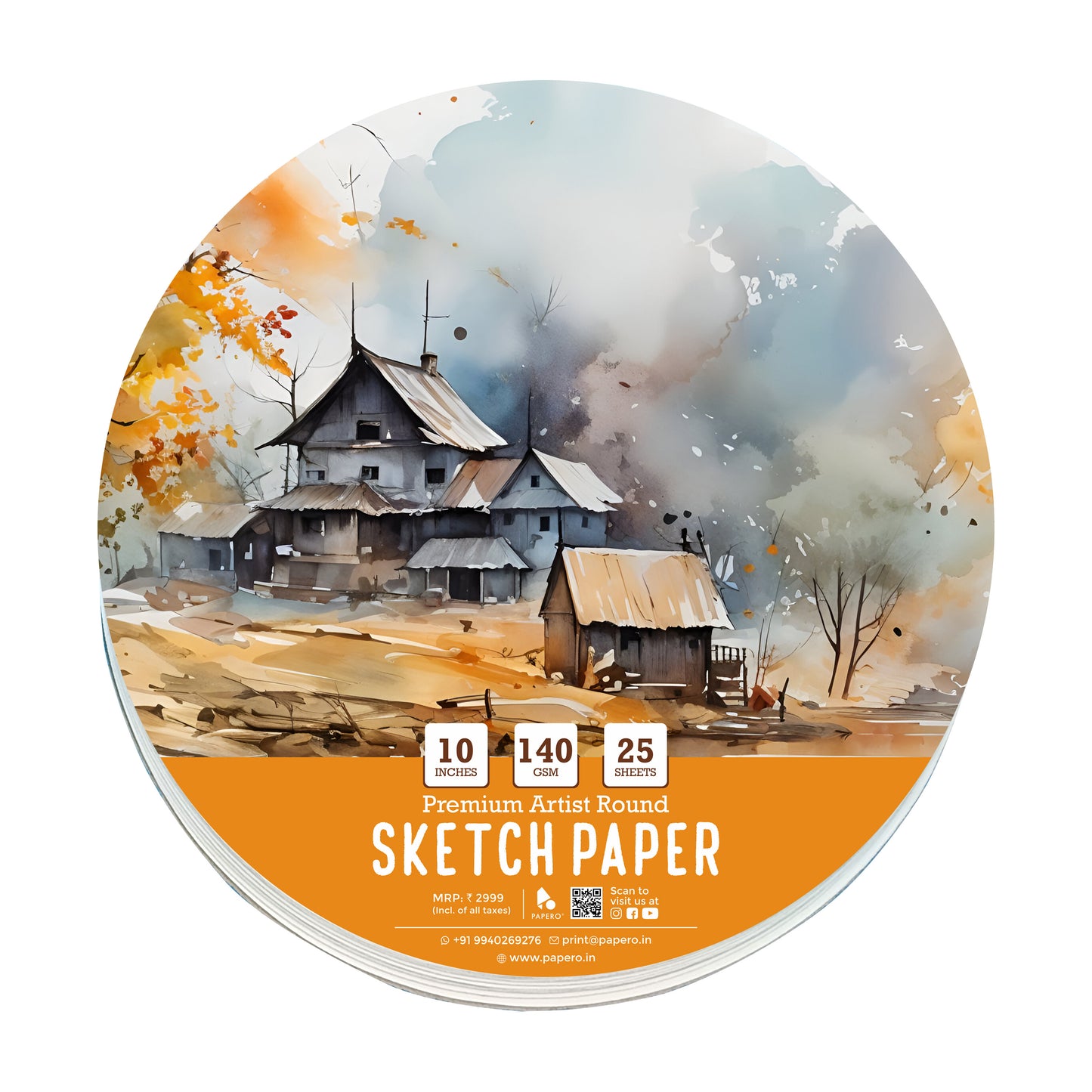 Round Loose Leaf Sketch Paper | 140 GSM | 10-Inch Diameter