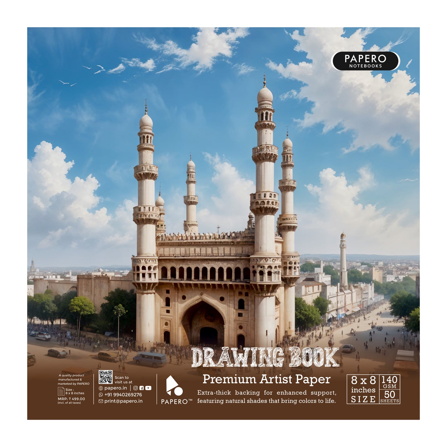 Square Sketch Book – 140 GSM | Charminar