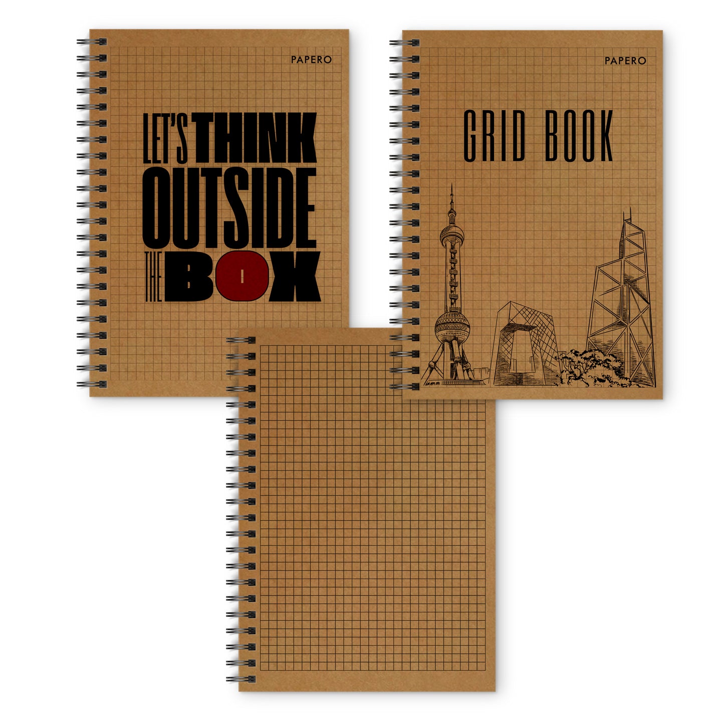 A5 Square Grid Notebook | 100 Pages | Design 1 | (Pack of 3)