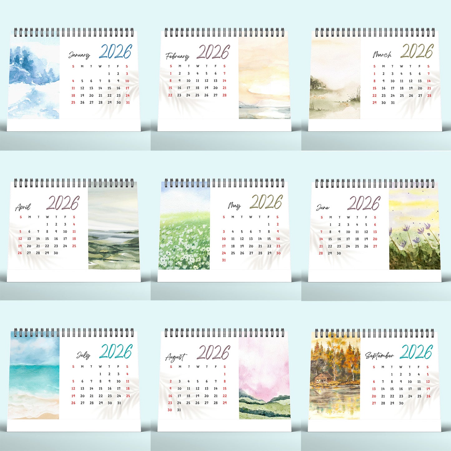 Premium A5 Desk Calendar 2026