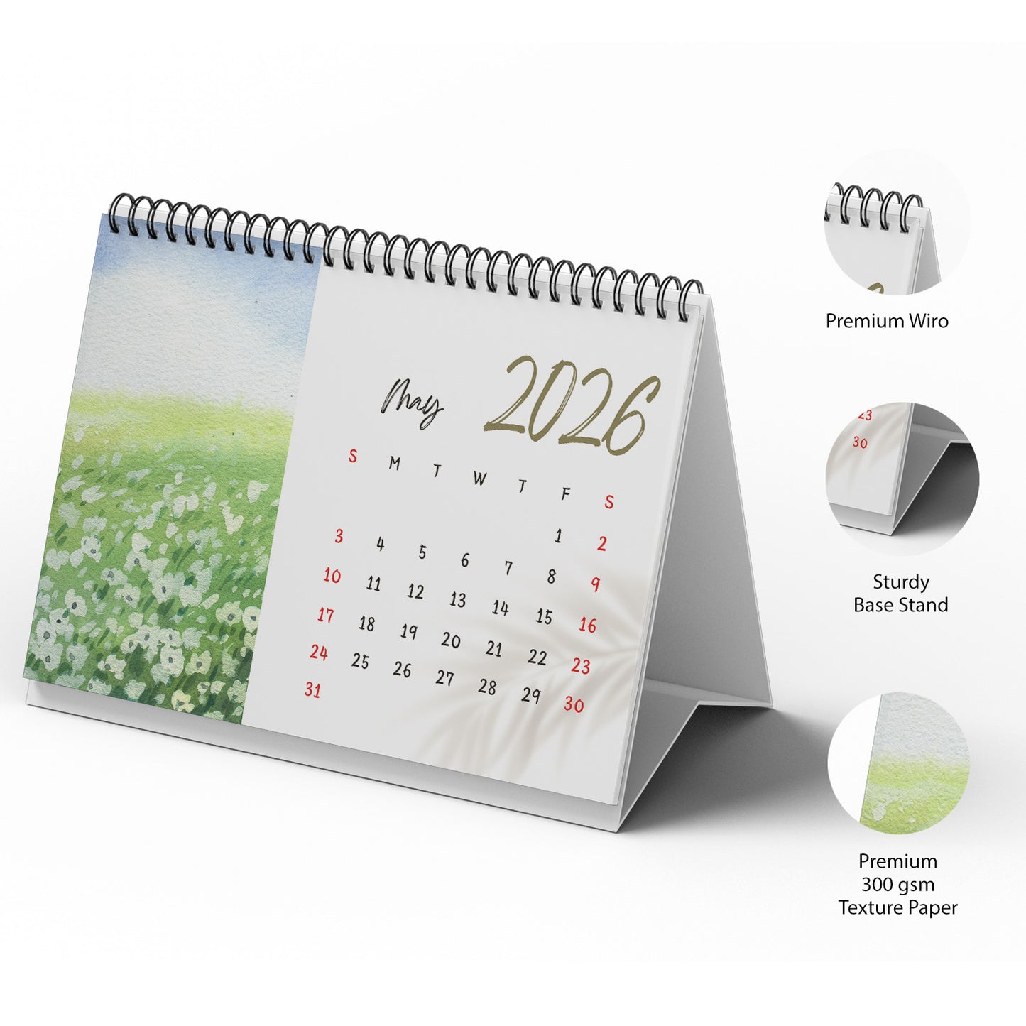 Premium A5 Desk Calendar 2026