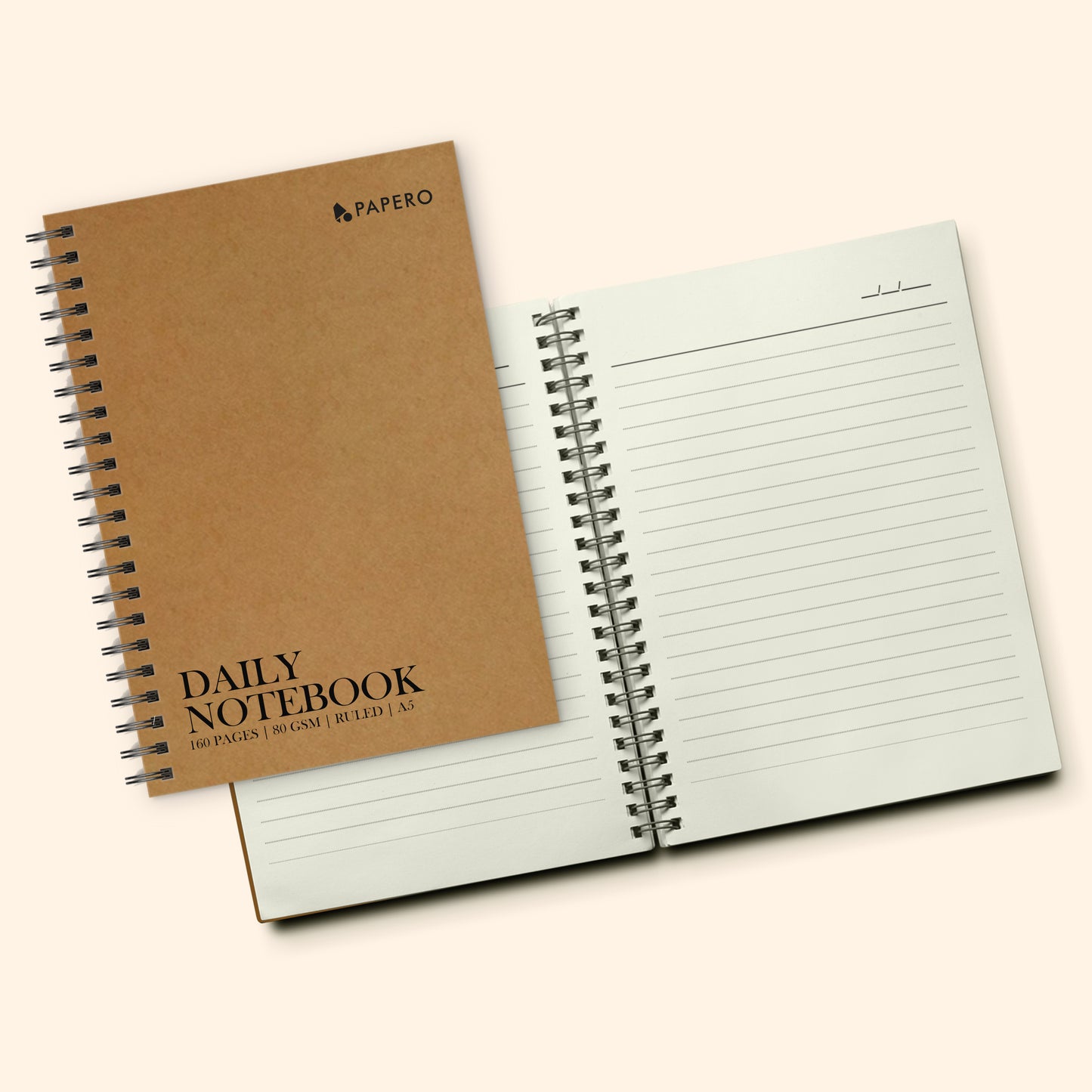 A5 Millboard Ruled Notebook | Beige