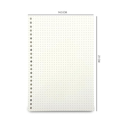 A5 Punched Loose Leaf Dot Grid Sheet/Paper | 80 GSM | 100 Sheets | (21 x 14.5 cm)