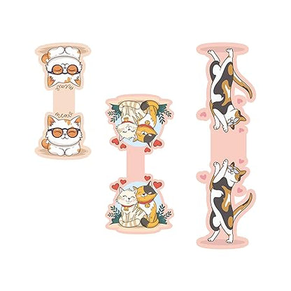 Cat-Themed Magnetic Bookmarks – Pack of 3 Cute