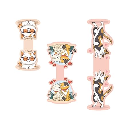 Cat-Themed Magnetic Bookmarks – Pack of 3 Cute