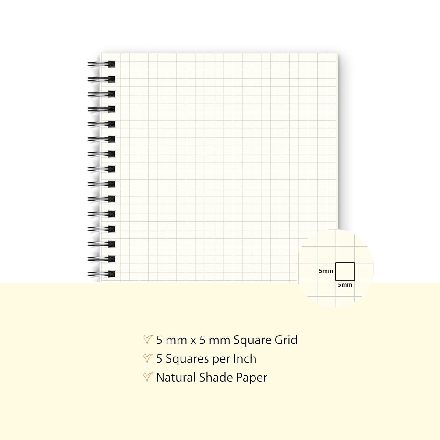 A4 Square and Dot Grid Notebook Combo | 5MM Square Graph Design | Black