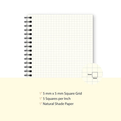 A4 Square and Dot Grid Notebook Combo | 5MM Square Graph Design | Black