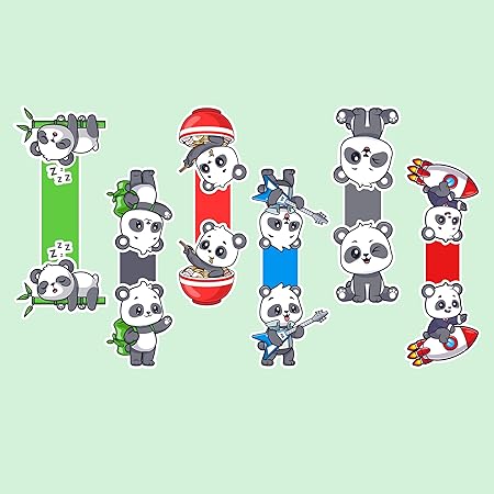 Panda-Themed Magnetic Bookmarks – Pack of 6