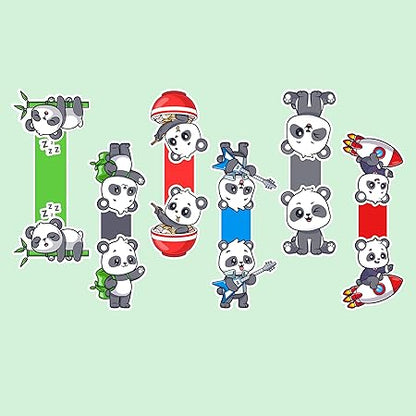 Panda-Themed Magnetic Bookmarks – Pack of 6