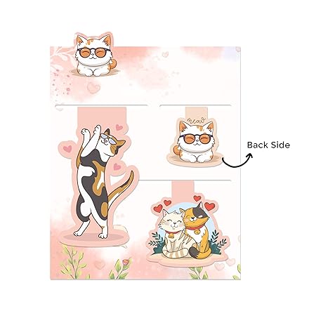 Cat-Themed Magnetic Bookmarks – Pack of 3 Cute