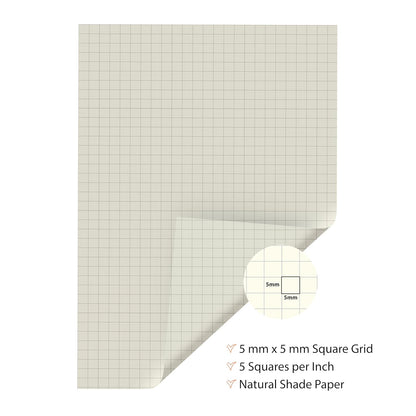 A5 Unpunched Loose Leaf Grid Paper Combo Pack | 5MM Square & Dot Grid Sheets