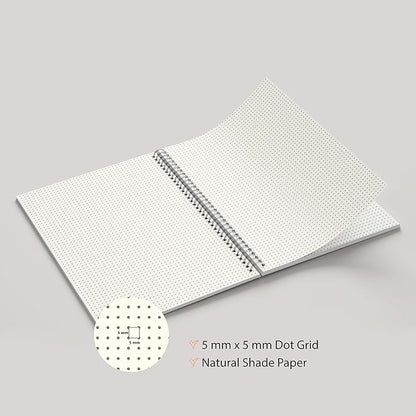 A4 Square and Dot Grid Notebook Combo | 5MM Square Graph Design | (Black 1)