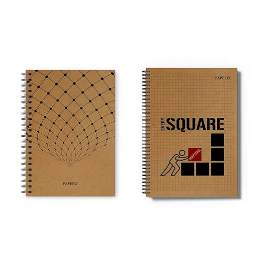 A4 Square and Dot Grid Notebook Combo | 5MM Square Graph Design | (Black 1)