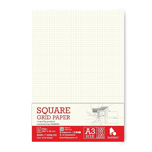 A3 Unpunched Loose Leaf Square Grid Sheet | Grid Paper