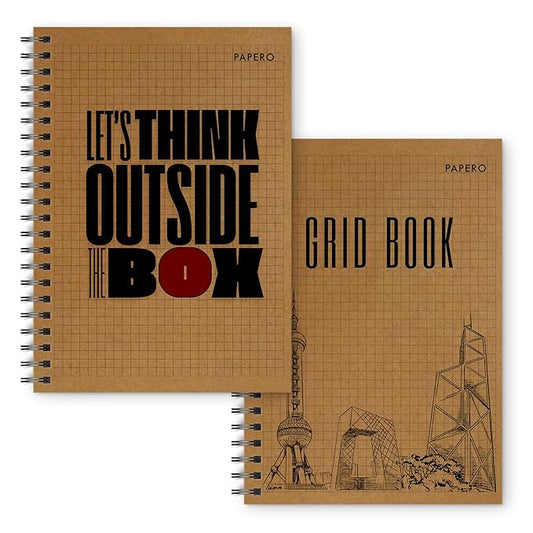 A5 Square Grid Notebook | 100 Pages | Design 1 | (Pack of 2)