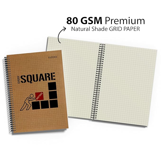 A4 Square and Dot Grid Notebook Combo | 5MM Square Graph Design | (Black 1)