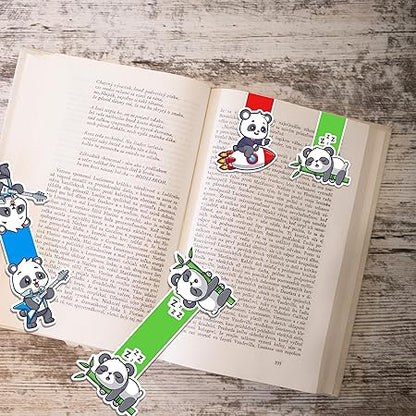 Panda-Themed Magnetic Bookmarks – Pack of 6