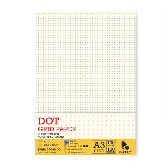 A3 Unpunched Loose Leaf Dot Grid Sheet | Grid Paper
