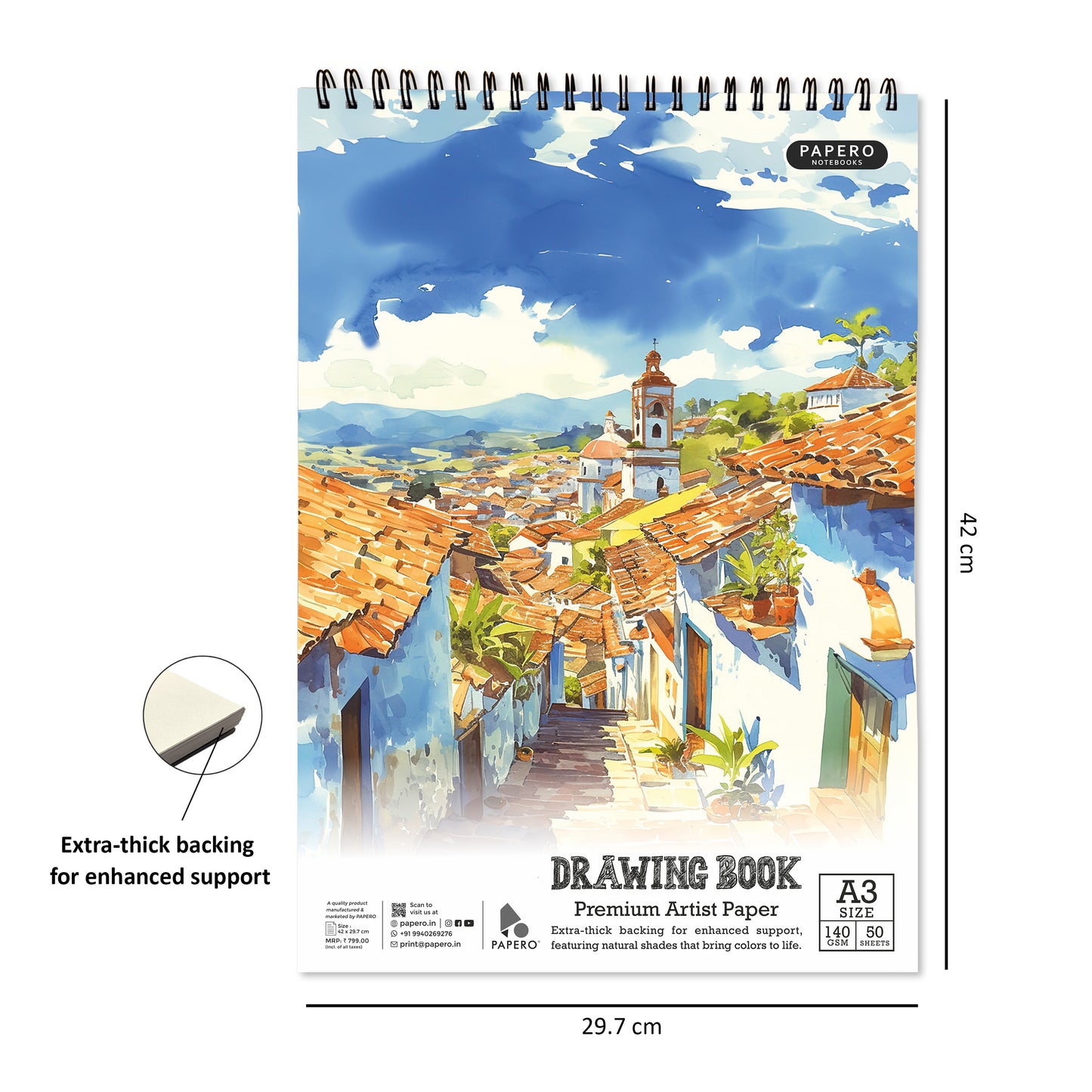 A3 Sketch Book – 140 GSM 50 Sheets