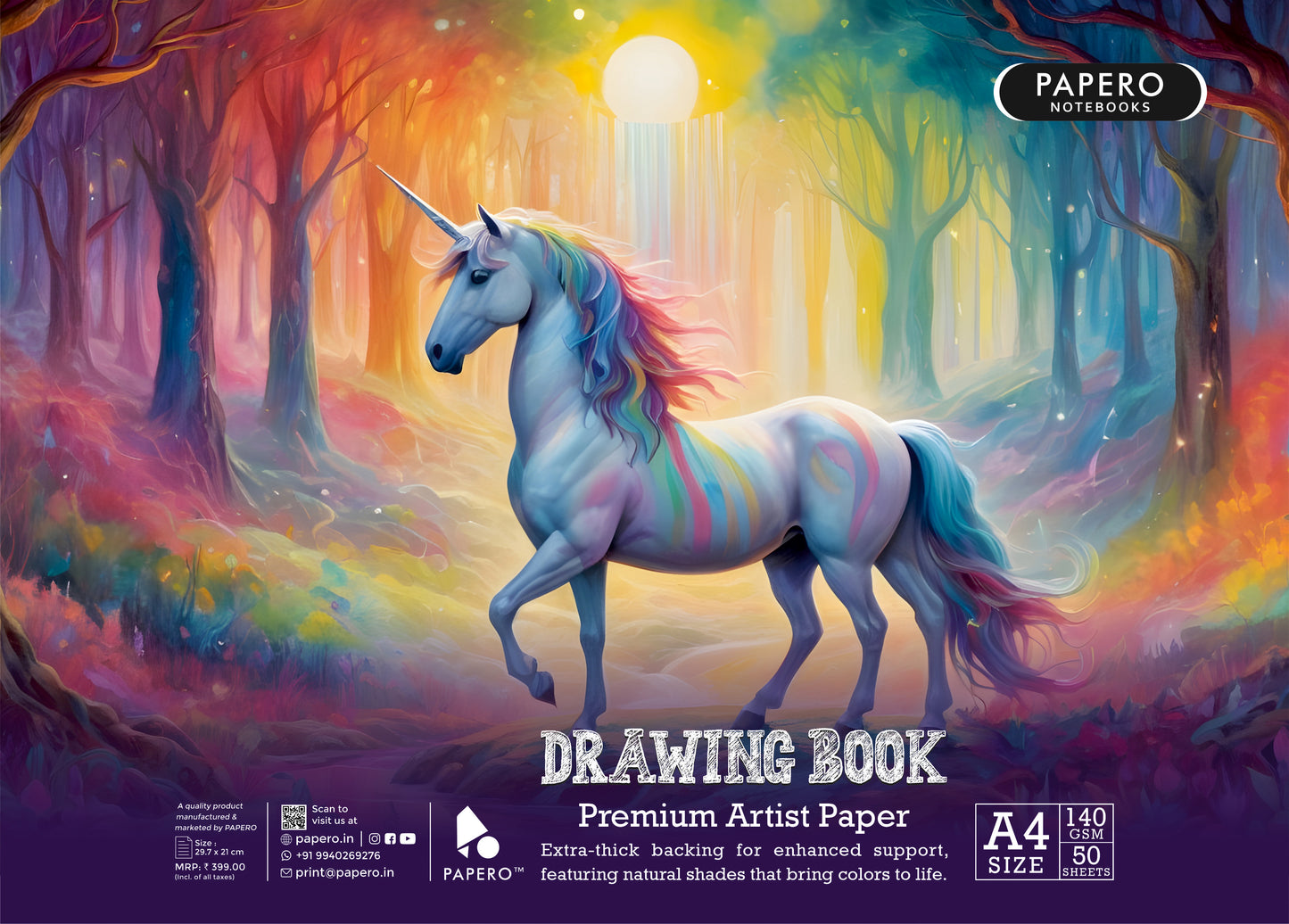 A4 Sketch Book – 140 GSM (Vivid Unicorn)