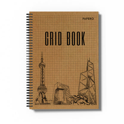 A5 Square Grid Notebook | 5MM Square Graph Design | A5 Size | 100 Pages | Design 2 | (Pack of 3)