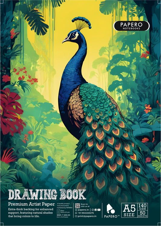 A5 Sketch Book – 140 GSM (The Peacock)