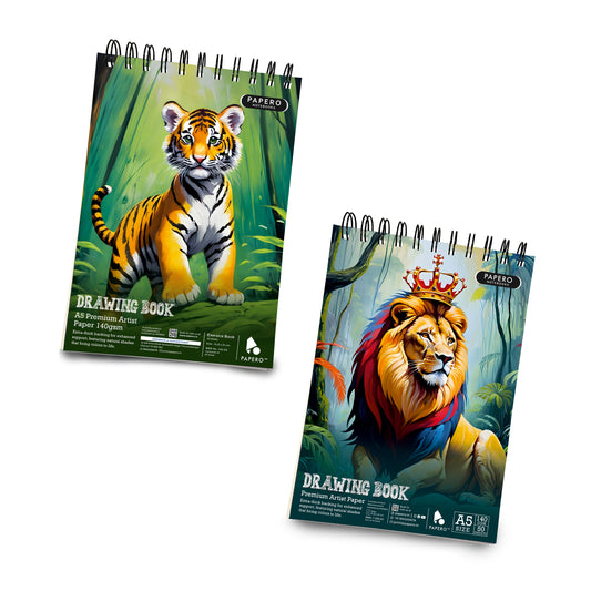 A5 Sketch | Drawing Book – 140 GSM | King & Tiger | Pack of 2