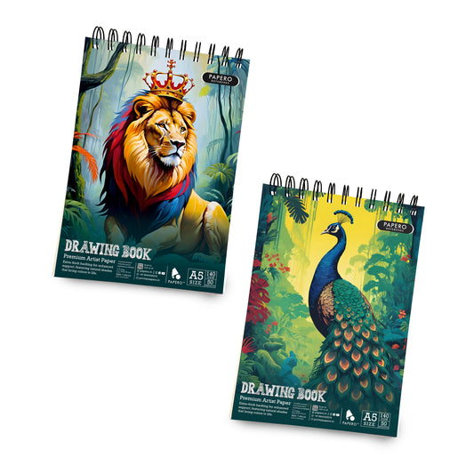 A5 Sketch/Drawing Book – 140 GSM | King & Peacock | Pack of 2